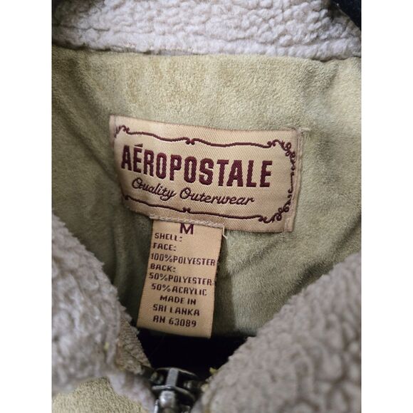 Aeropostale Womens Coat Size Medium Tan Faux Suede Cowboy Fall Winter Western - Picture 2 of 5
